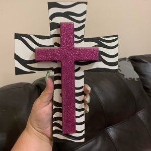 Pink glitter zebra cross